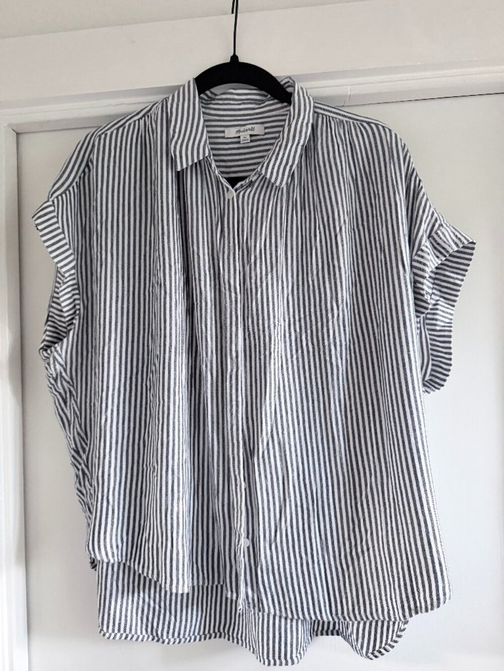 Madewell Black & White Striped Central Drapey Shirt XL